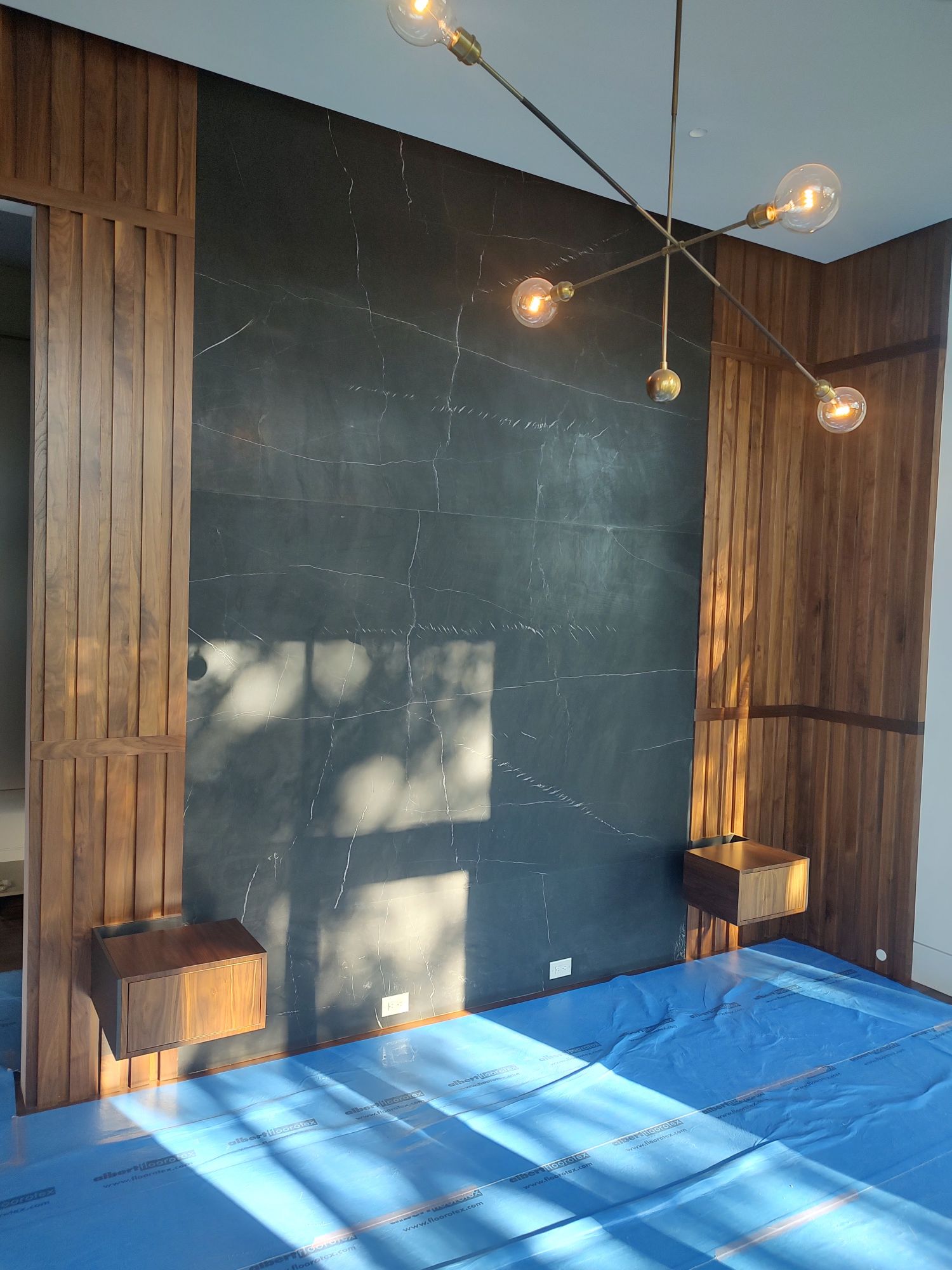 walnut cabinets with a clear coat finish