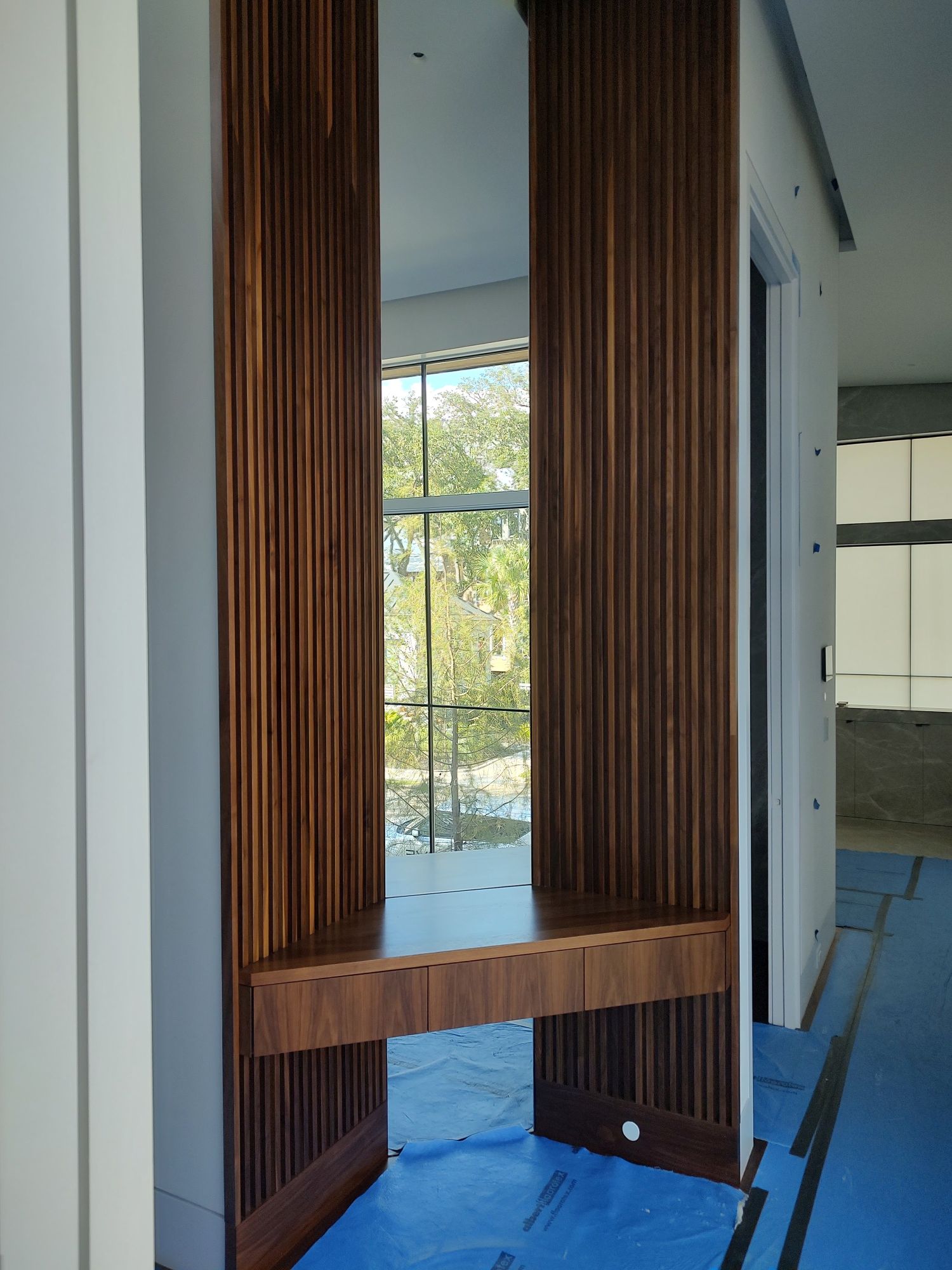 walnut cabinets with a clear coat finish